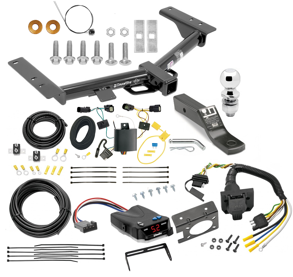Class 3 Hitch For 15-24 Ford Transit 150 250 350 w/ Draw-Tite Trailer Brake Control 7-Way RV Wiring Complete System Receiver 2" Tow Ball